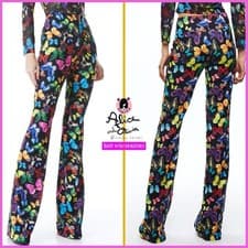 Image of Alice + Olivia Teeny Butterfly Multicolored Fit And Flare Bootcut Pants SIZE 0