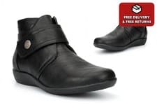 Image of Womens Wide Fit Boots Ladies Boots Extra Wide Boots Ankle Boots Black (EE Width)