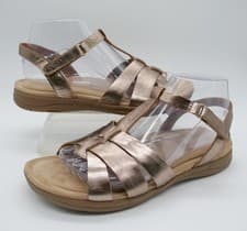 Image of NEW W.BOX HOTTER RAINER ROSE GOLD METALLIC LEATHER T BAR COMFORT SANDALS UK6STD
