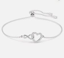 Image of Swarovski Infinity Simple Heart bracelet, Infinity and Heart, Rhodium plated