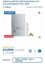 Image of Vaillant ecoFIT pure 825 combi boiler only, brand new, bargain