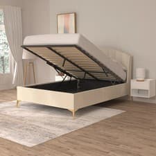 Image of Pettine End Lift Ottoman Storage Bed King Size 5ft 150cm Natural Bedroom GRADED