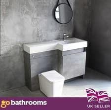 Image of Modern Grey Toilet and Sink Vanity Unit 1200mm Right Hand Bathroom Sink Unit