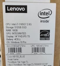 Image of Lenovo ThinkBook 14s Yoga ITL i7 11th Gen 16GB 512GB 2in1 14" Touch Win 11 Pro