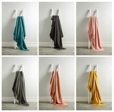 Image of Lisbon Throw 100% Cotton Plain Honeycomb Sofa Bed Cover Throws Blanket