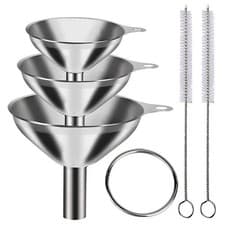 Image of 5 Pcs Stainless Steel Kitchen Funnels Set Food Grade Metal Funnels for Filling B