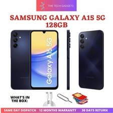 Image of Samsung Galaxy A15 5G 128GB Android Unlocked Smartphone Blue-Black Pristine A+