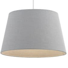 Image of 16" Inch Round Tapered Drum Lamp Shade Grey Linen Fabric Cover Simple Elegant