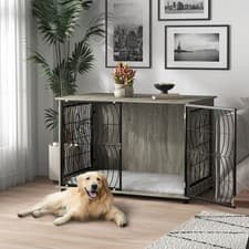 Image of PawHut Dog Crate Furniture End Table w/ Cushion for Extra Large Dogs