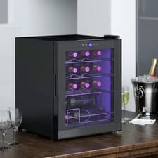 Image of 16 Bottle Wine Fridge with Quiet Operation, Freestanding Wine Cooler, Black