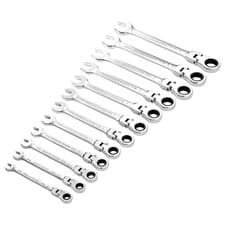 Image of Draper 27733 Flexible Head Ratchet Combination Spanners 12pc Set HI-TORQ Metric