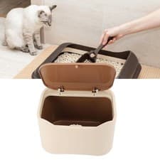 Image of —Cat Litter Trash Can With Press Type Lid Enclosed Design Compact Multipurpose
