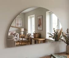 Image of Semi Circle Mirror Acrylic Half Moon Wall Bathroom Bedroom Home Various Sizes