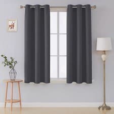 Image of Thermal Blackout Curtains Thick Eyelet Ring Top Curtain Panel Ready Made Pair