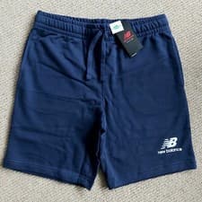 Image of XL NEW BALANCE Navy Logo French Fleece SHORTS Sports Leisure SUPER COMFY
