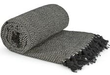 Image of Recycled 100% Cotton Throw Blanket Throwover Sofa Bed Chair Herringbone