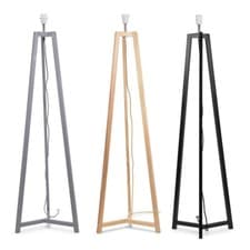Image of Wooden Tripod Floor Lamp Base Black Grey Natural Wood Modern Free Standing Light