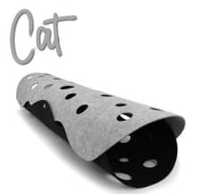 Image of Ancol Pets Kitten Cat Play Tunnel, Fun Games, Collapsible Felt Black & Grey Toy