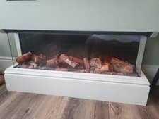 Image of Electric Fire.glass 3 Sides,14 Colour Settings,Coal/crystals,logs,Remote Control