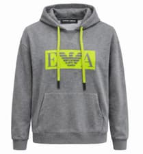 Image of EA7 Emporio Armani Mens Hoodie Grey Lime