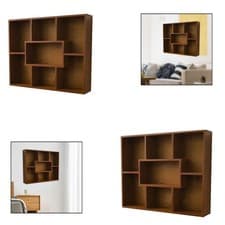 Image of Wooden Wall Mounted Storage Shelf Storage Organizer for Bathroom Bedroom