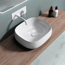 Image of Durovin Ceramic Countertop Wash Basin Rounded White sink 460x420mm with Waste