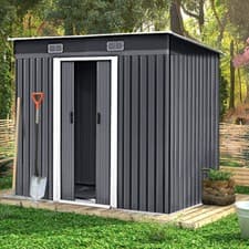 Image of Metal Garden Shed 8 X 4ft Outdoor Yard Storage Tool House WITH FREE BASE & VENT