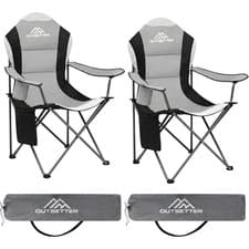 Image of Folding Camping Chair High Back Padded with Cup Holder Side Pocket Portable