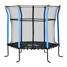 Image of HOMCOM 5.4FT Kids Trampoline With Enclosure Indoor for 3-6 Years Blue