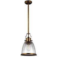 Image of 1 Bulb Ceiling Pendant Light Fitting Aged Brass Finish LED E27 75W Bulb