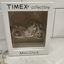 Image of 3" Metal Motorcycle Motor Bike Miniature Novelty Desk Clock Timex Quartz