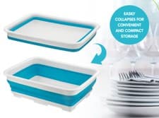 Image of Collapsible Washing Up Bowl Dish Drainer Draining Folding Kitchen Camping 10L