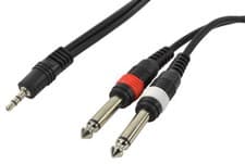 Image of 2 x 1/4" Jack (Mono) to 1 x 3.5mm Stereo Jack Cable -1.5/3m Lead Lengths
