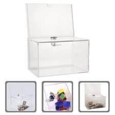 Image of Suggestion Ballot Box With Lock Clear Acrylic Donation Box For Fundraising