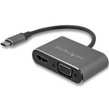 Image of StarTech USB-C to VGA and HDMI Adapter - 2-in-1 - 4K 30Hz - Space Grey
