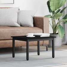 Image of Coffee Table Black Oak 60x50x36 cm Engineered Wood Minimalist Sturdy Metal Legs