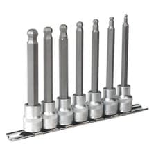 Image of Sealey Ak6212 Hex Ball-End Socket Bit Set 7Pc Metric 3/8Sq Drive 100Mm