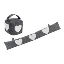 Image of Herringbone Door Stop & Draught Excluder Set Pattern Draft Block Doorstop Heart