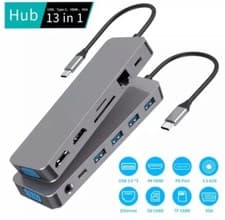Image of 13 in 1 USB Type C Hub Multiport Adapter Dongle Docking Station 4K HDMI RJ45 VGA