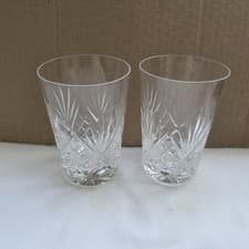 Image of Lead Crystal Glasses x 2 Tumblers Highball Water VGC