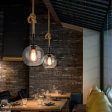 Image of Glass Pendant Light Bar Chandelier Light Room Loft Ceiling Lighting Canteen Lamp