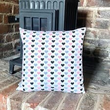 Image of 882. Pink & Grey Hearts 100% Cotton Cushion Cover Various sizes