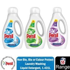 Image of 2x53W or 4x53W Persil Bio, NonBio, Colour Washing Liquid Detergent 1.431Litre