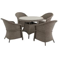 Image of Outsunny Rattan Dining Set for 4 with Cushions and Umbrella Hole, Mixed Grey