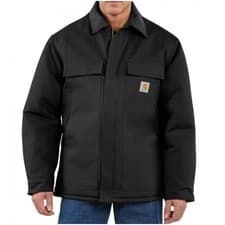 Image of Carhartt Firm Duck Traditional Coat Black Work Jacket S-XL Winter Heavy