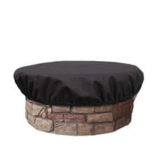 Image of Black Fire Pit Cover Round Heavy Duty Waterproof Patio Outdoor for Wind Rain