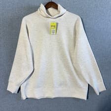 Image of All In Motion Airy Sleek Pullover Athleisure S Cream NEW Funnel Neck Side Zip