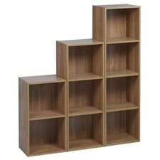 Image of Cube, 2, 3 or 4 Tier Wooden Bookcase Shelving Display Storage Shelf Unit Wood
