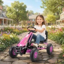 Image of Kids Pedal Go Kart, Go Cart w/ Adjustable Seat, EVA Tyres, for 3-8 Years