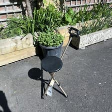 Image of Drive Adjustable Aluminium Cane Seat Folding Walking Stick Chair Tripod Stool UK